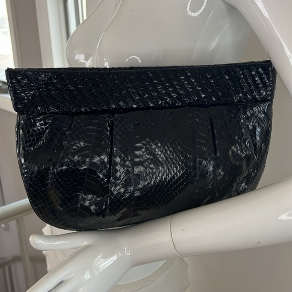 Aspects Navy Blue Python Snakeskin Clutch Shoulder Bag - Picture 1 of 14
